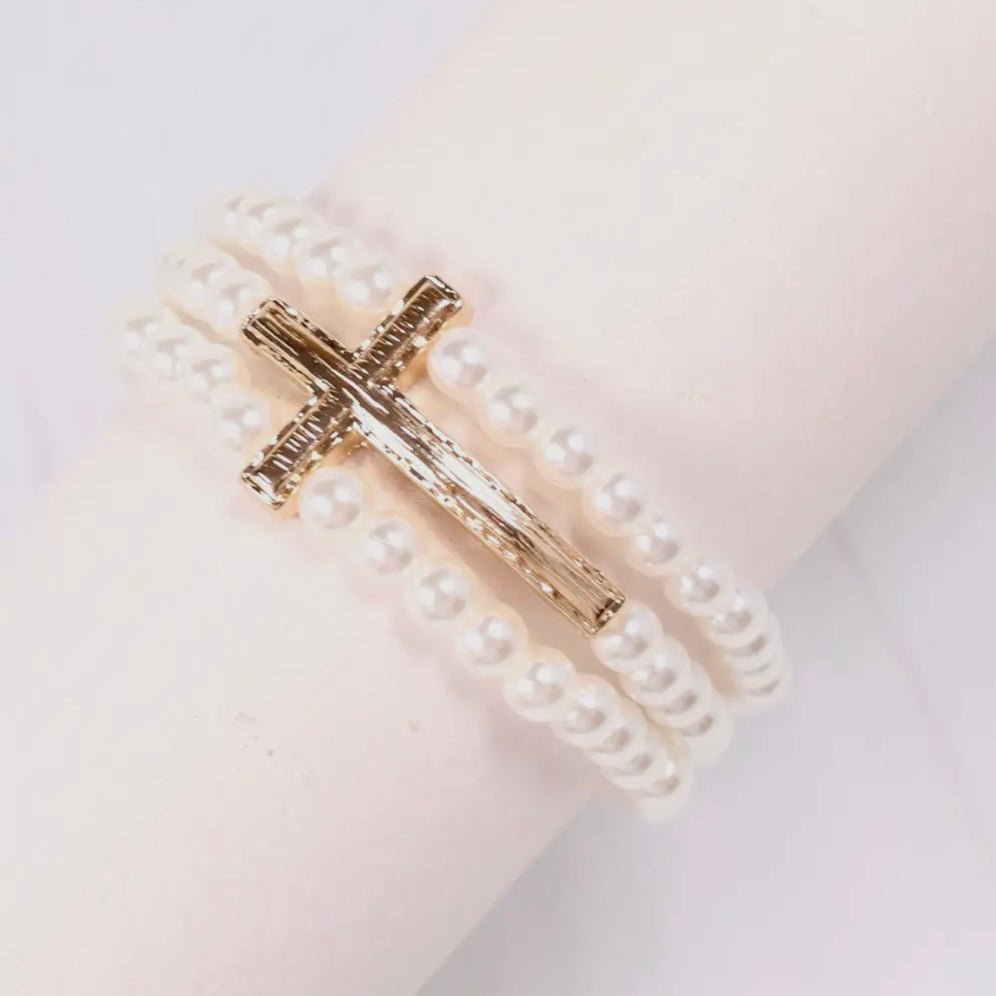 Pearl Cross Bracelet