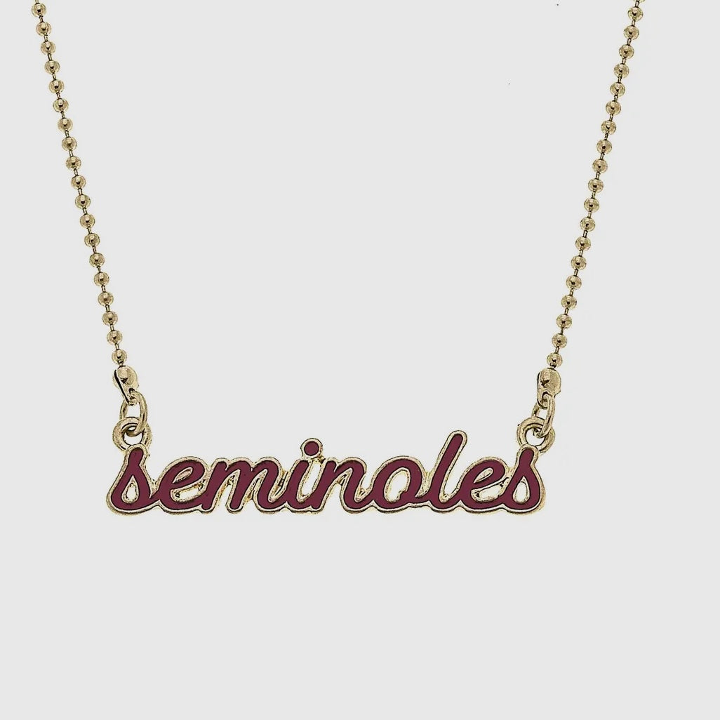 Seminoles Enamel Script Necklace