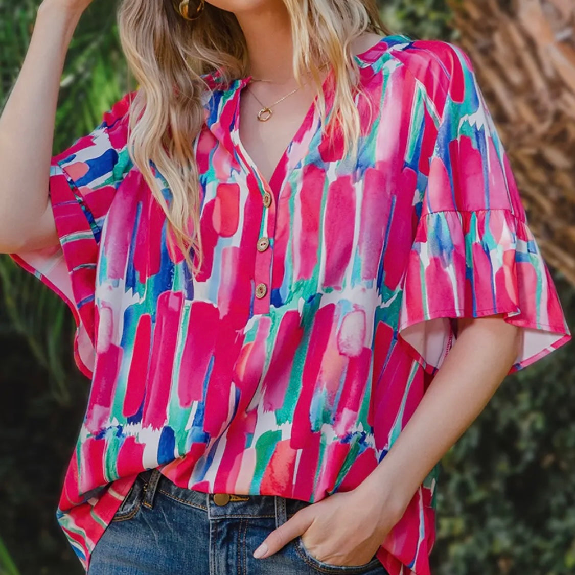 Bright Brushstroke Top