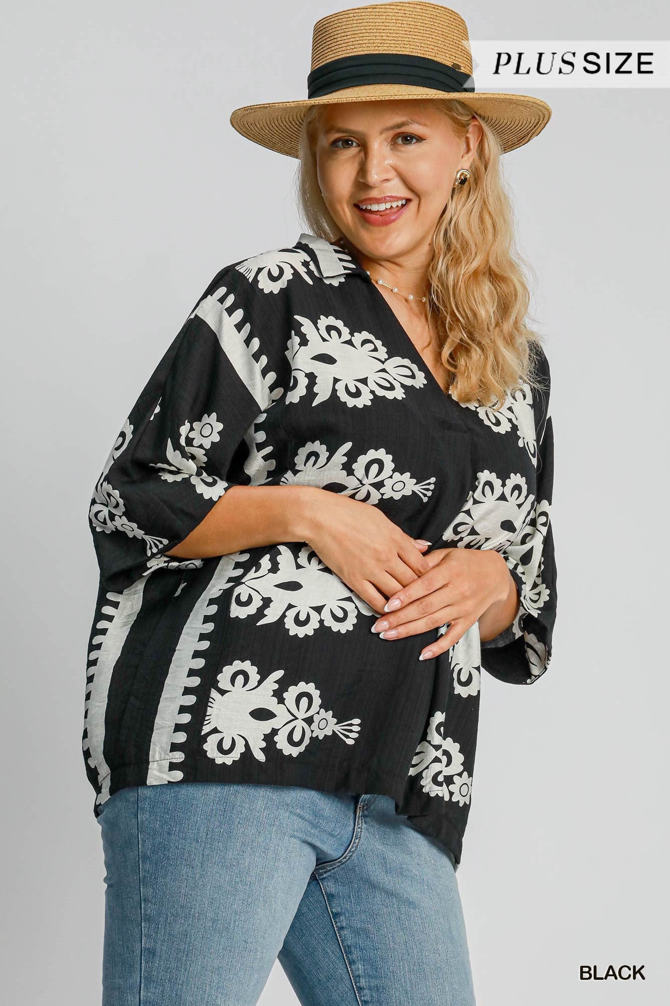 Black Border Print Top (P)