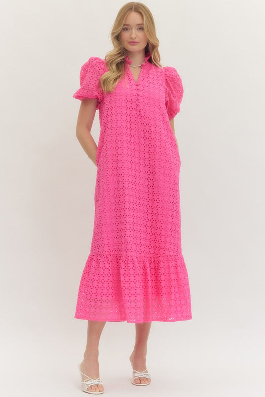 Hot Pink Eyelet Dress
