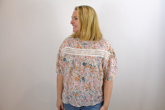 Dainty Floral and Lace Top