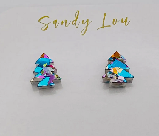 Merry Christmas Tree Studs Mini