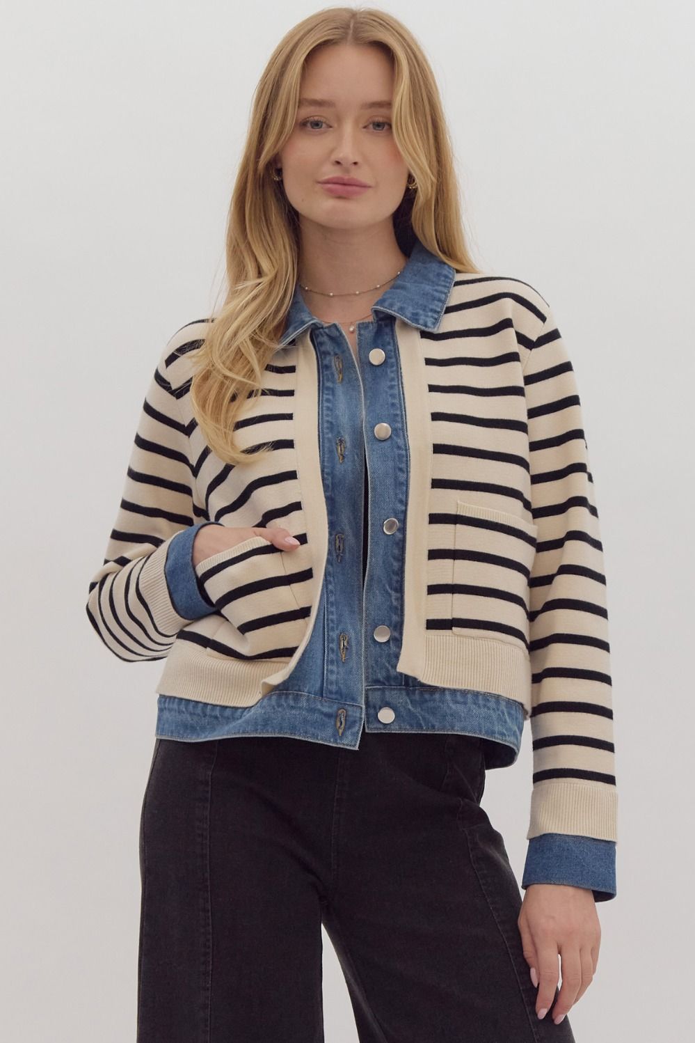 Striped Jean Jacket