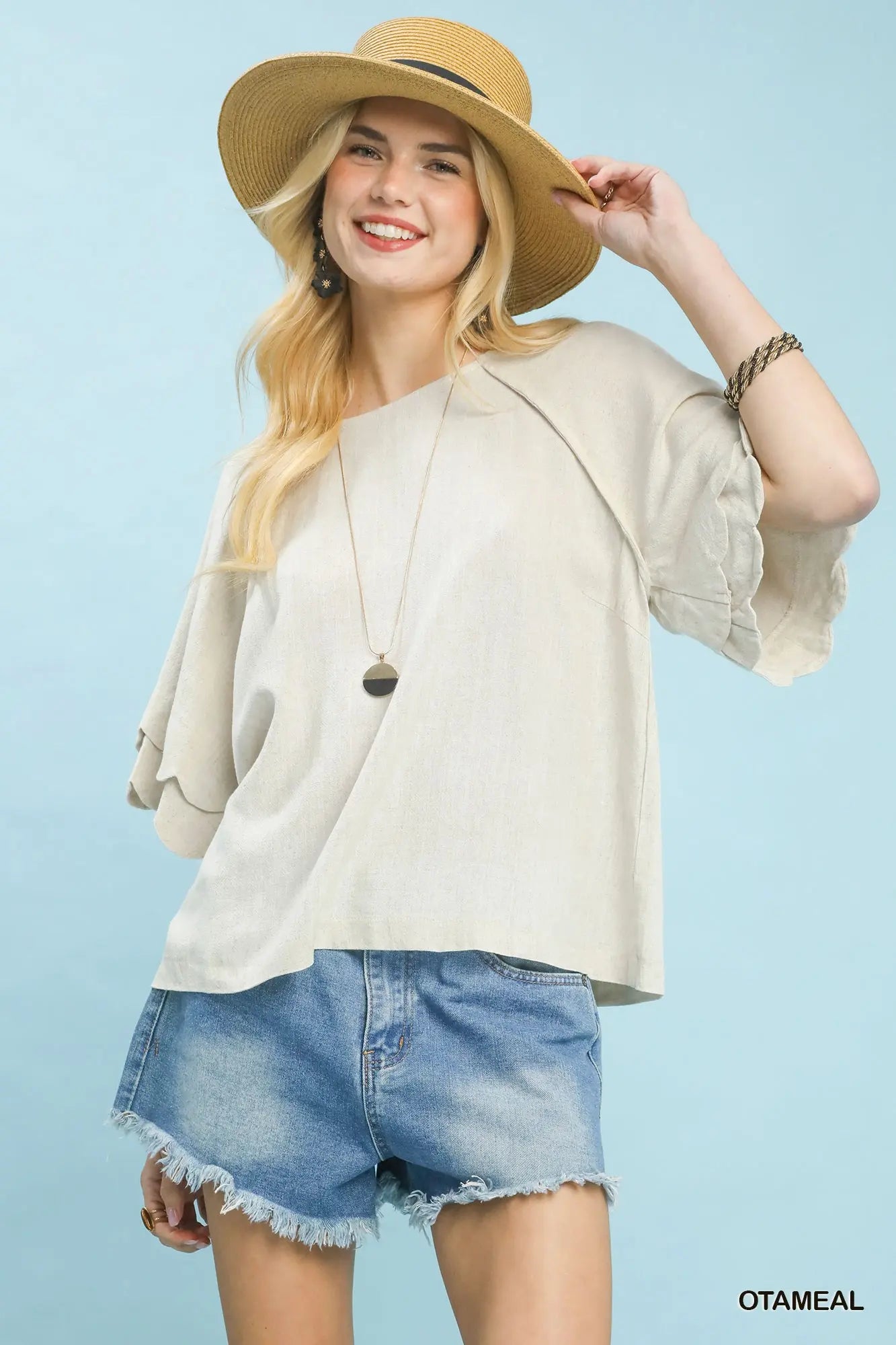 Oatmeal Scalloped Top