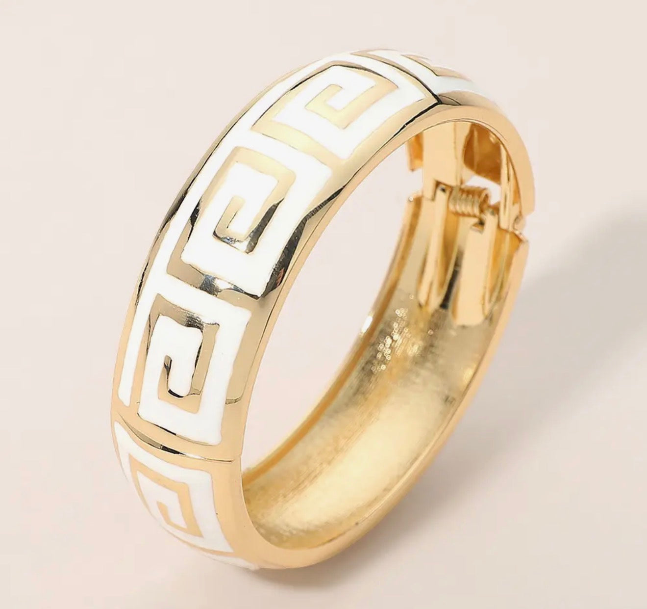 White Geometric Hinged Bracelet