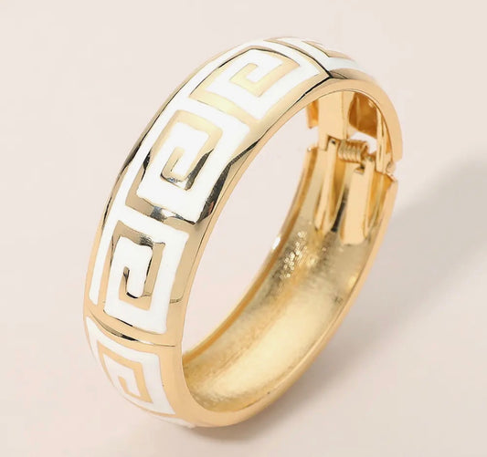 White Geometric Hinged Bracelet