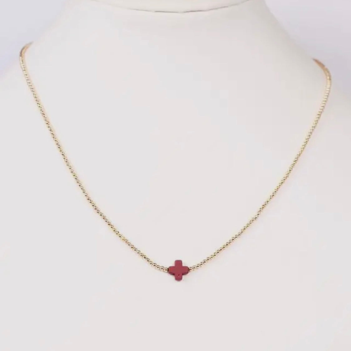 Burgundy Cross Necklace