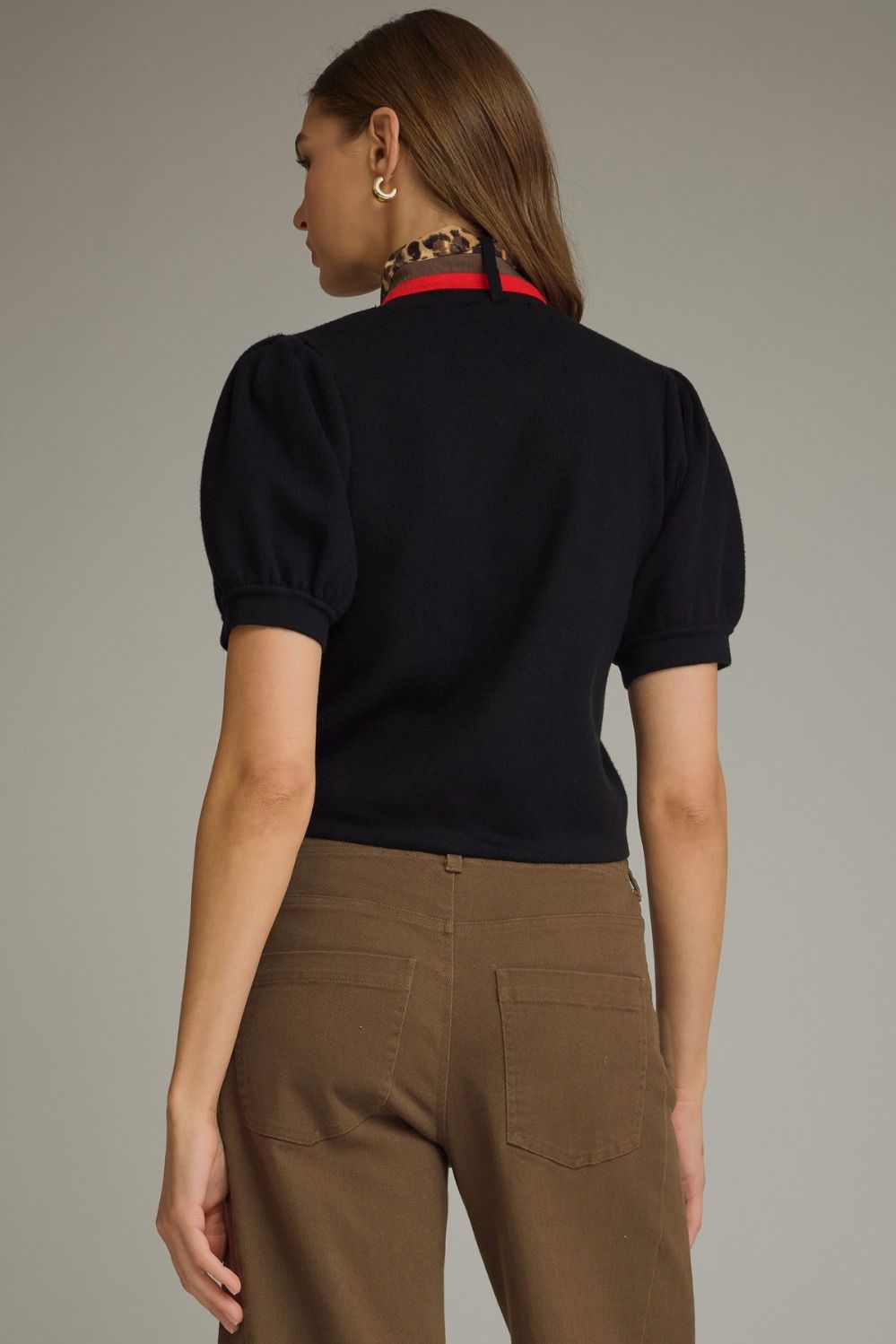 Black Short Sleeve Sweater and Scarf