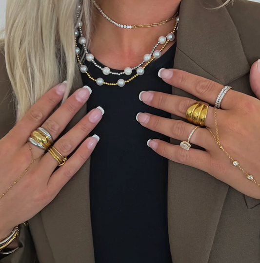 Silver and Pearl Beaded Necklace