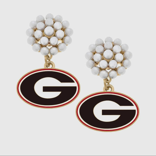 Georgia Bulldogs Pearl Cluster Earrings