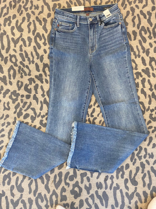 Judy Blue High Rise Boot Cut Frayed Hem Jeans