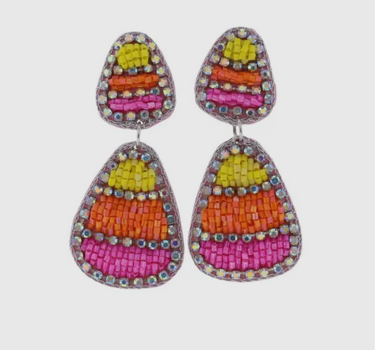 Beaded Candy Corn Earrings
