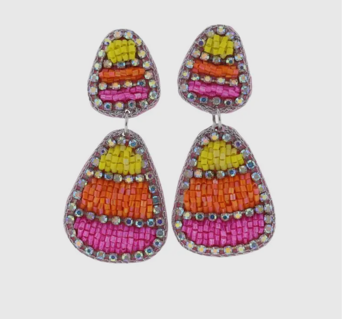 Beaded Candy Corn Earrings