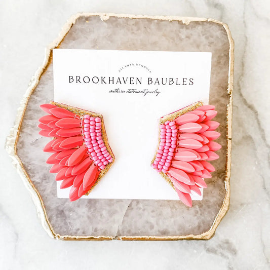 Pink Winged Earrings