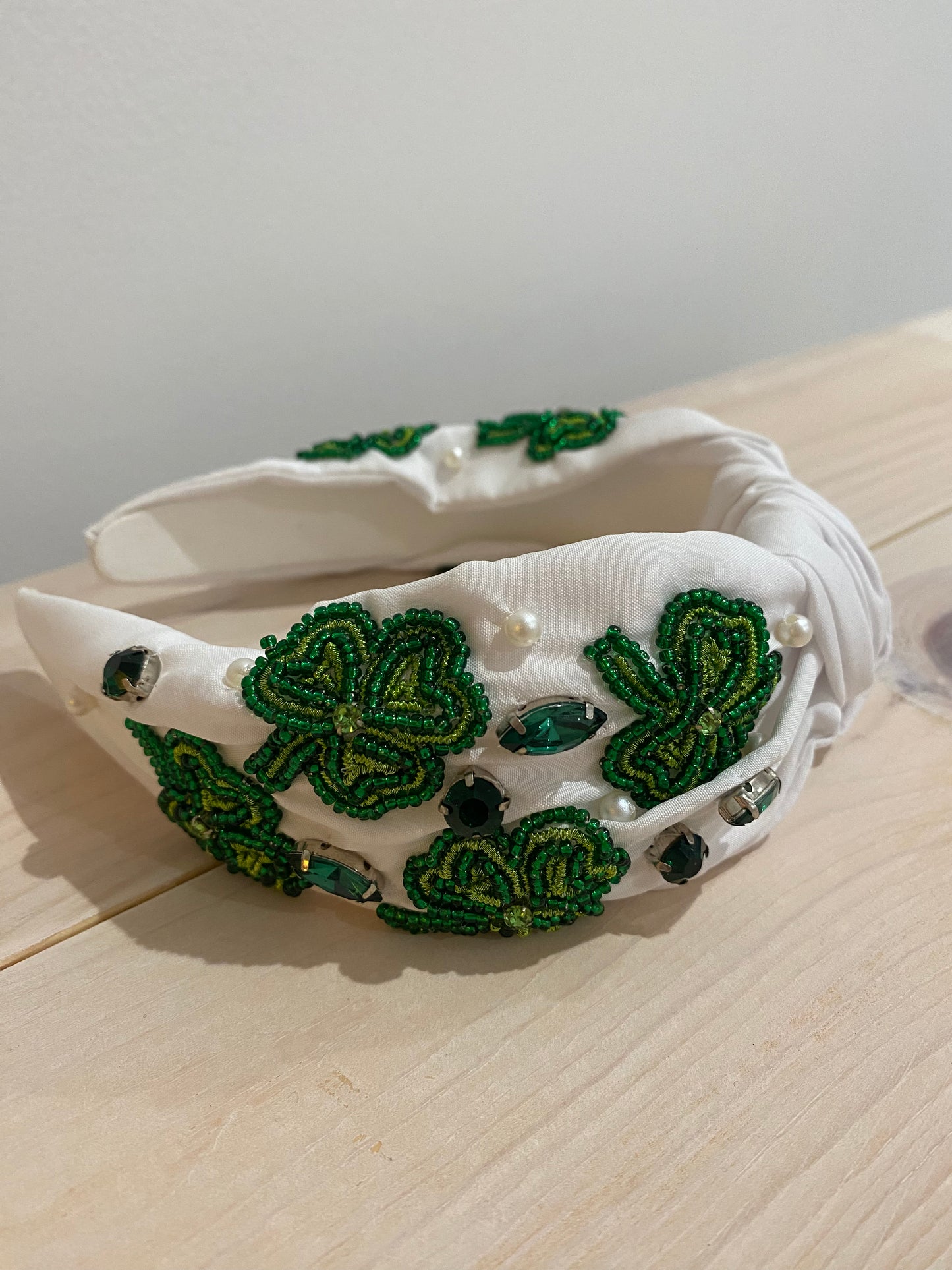 White Shamrock Headband