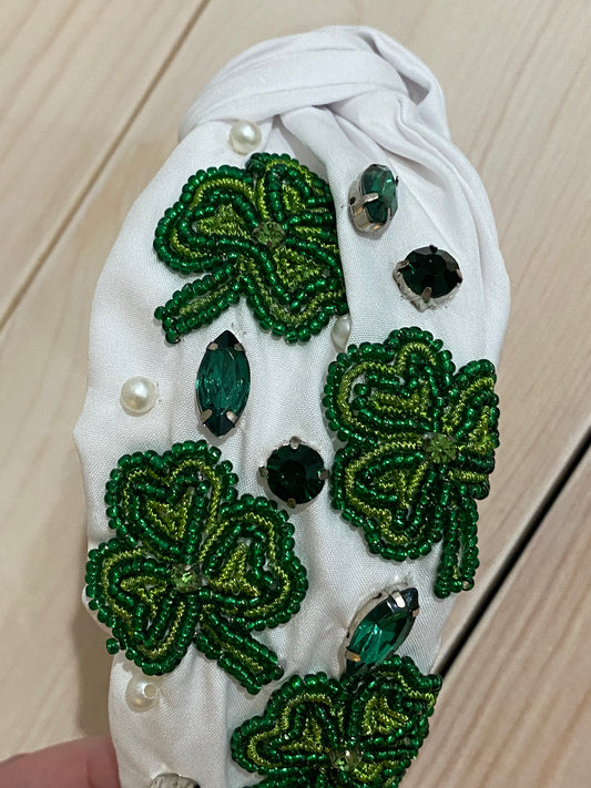 White Shamrock Headband